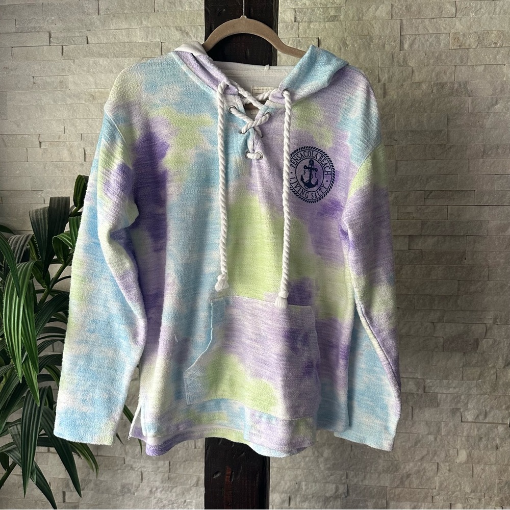 Southern Spirit Pensacola Beach Living Salty Tie Dye Hoodie Size Large
